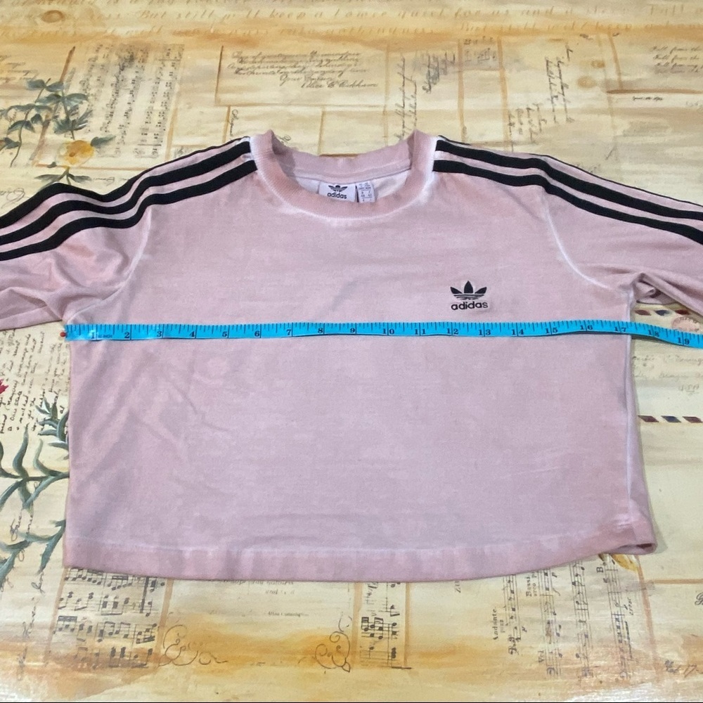 ADIDAS Dusty Pink Tie Dye 3 Stripe Crop Top Shirt. Size M - Picture 4 of 9